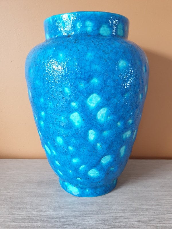 Raoul Lachenal | 1885-1956 - Vase en Céramique Craquelée Émaillée Bleu Turquoise