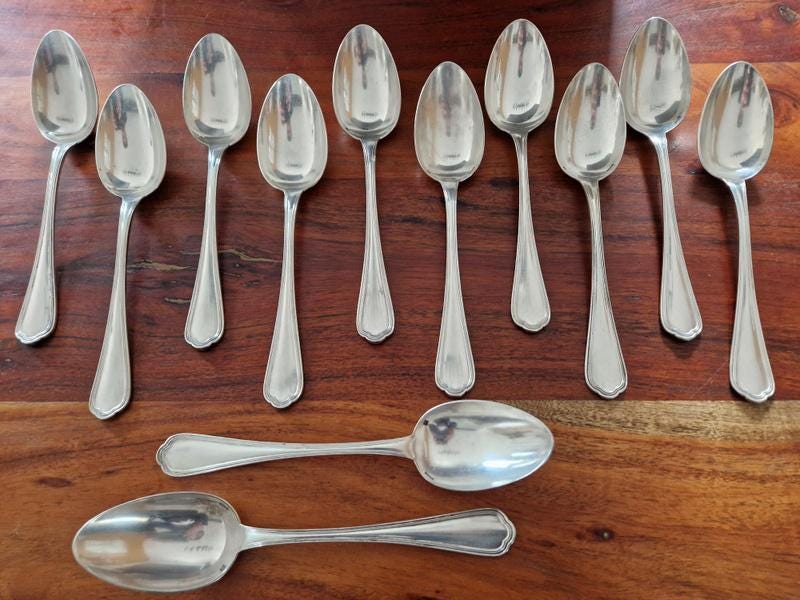 クリストフル - スパトゥール柄 銀メッキ テーブルスプーン 12本セット