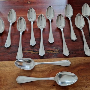 Christofle - Set of 12 Spatours table spoons in silver-plated metal