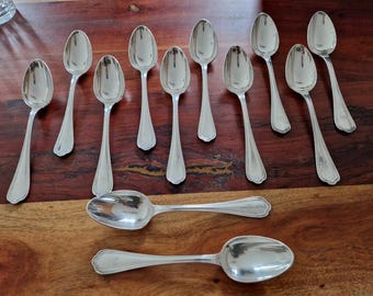 Lot De 12 Cuillères à Soupe Christofle Métal Argenté - Modèle Boréal - Très Bon état