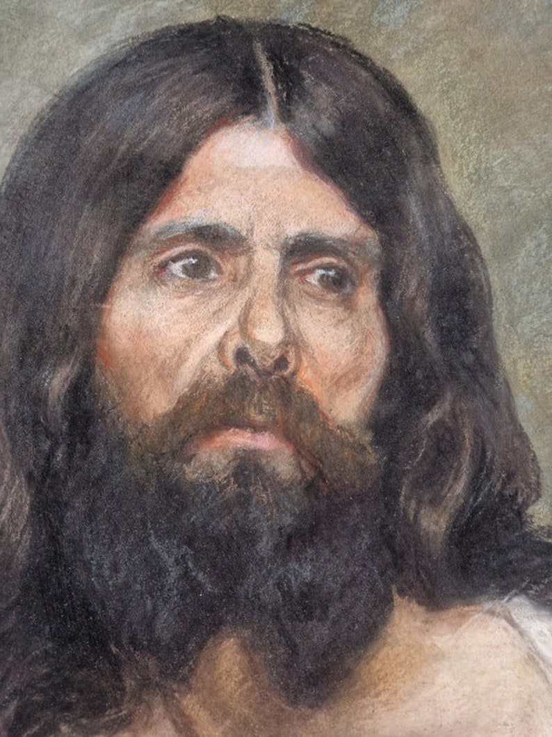 Marguerite Dubois née en 1883 Pastel sur papier Portrait de Jésus Christ Signé et daté 1905 image 3