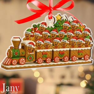 Custom Gingerbread Train Family Ornament, Personalized Resin Family Ornament, Gingerbread Family of 2,3,4,5,6 Ornament 2025