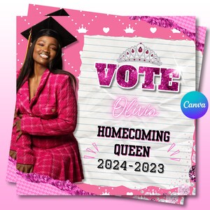 Vote Homecoming Queen Flyer, Class Campaign Flyer, High School Homecoming  Flyer, College Homecoming Flyer, Prom Season Campaign Flyer
