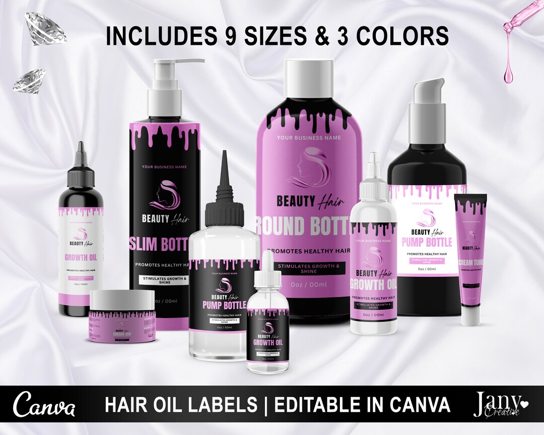 Editable Hair Oil Labels Templates, Printable Hair Oil Labels, Hair