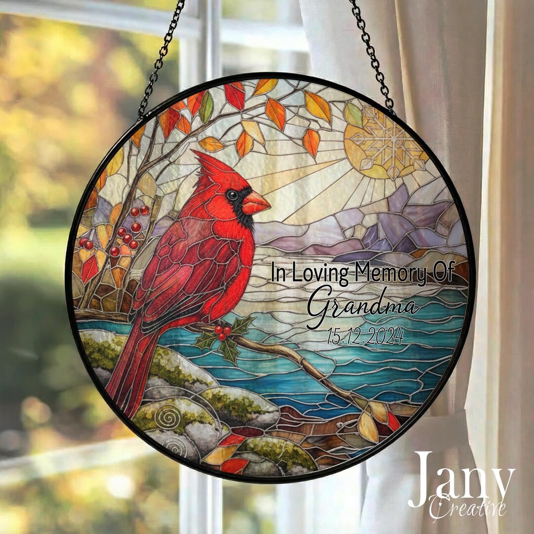 Personalized Cardinal Memorial Suncatcher, in Loving Memory Window ...