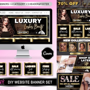 Lash Shopify-websitebannersjabloon, ontwerpsjabloon voor spandoek, canvassjabloon, Shopify luxe wimperontwerp, kant-en-klare Shopify wimperbanner