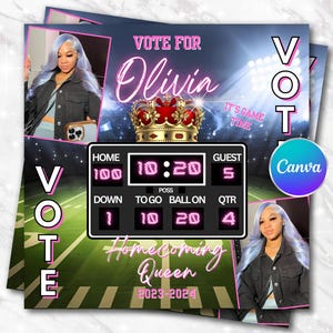 Editable Homecoming Vote For Me Flyer, Vote Homecoming Queen Flyer, Class Campaign Flyer, High School Homecoming, College Homecoming Flyer
