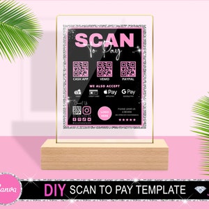 Editable Scan to Pay Template, QR Payment Sign Template, DIY Cash App Sign, Venmo Template, Salon Template
