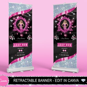 Retractable Banner, Stand Roll Up Banner,  Store Banner Stand, Boutique Retractable Banner, Glitter Retractable Banner, Promotional Banner