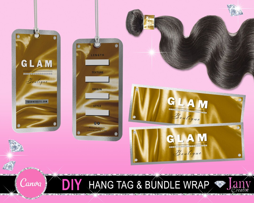 Hair Bundle Wraps hair Hang Tag Hair Label Diy Glitter Hang Etsy