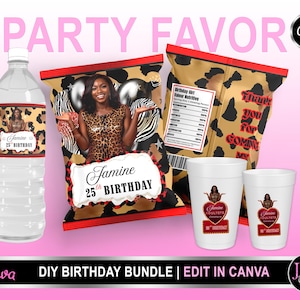 Party Pack, Adult Birthday Party Favor, Party Kit Birthday, Roulette Party Pack, Roulette Please Birthday, Leopard Glitter Birthday Template