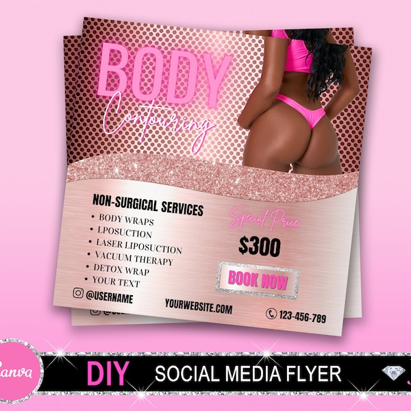 Body Contouring Flyer, Body Contour Flyer, Body Spa Flyer, Body Sculpting Flyer, Body Contouring Price List, Social Media Flyer