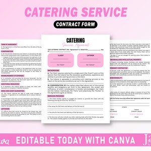 Catering  Service Contract Forms, Catering  Services Contract Agreement, Editable Catering Services Forms, Editable Contract Agreement