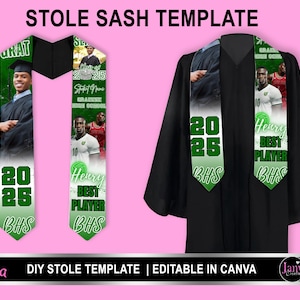 Abschluss Stola Schärpe, bearbeitbar in Canva, Klasse von 2025 Abschluss Stola, perfekt für Sublimation, DIY Edit Canva
