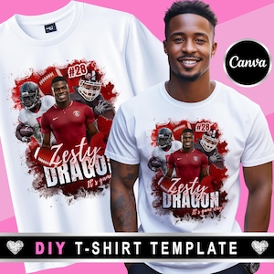 Football T Shirt Design | Football Game Day Design File | T-Shirt Design Template for Sublimation, DTF, or DTG Printing | Editable in Canva