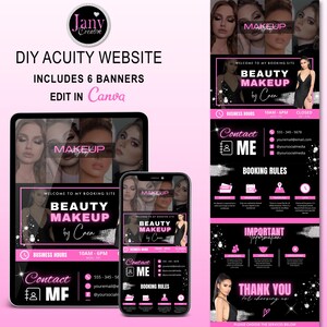 DIY Acuity Scheduling Site, Makeup Booking Site, Lash Tech Booking Site, Hair Stylist booking site, Canva DIY instant, Acuity booking site