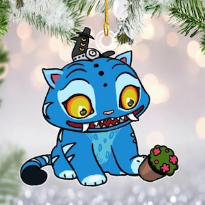 Blue tiger Play With Pot Ornament, Derpy Kpop Demon Hunter Acrylic Ornament, Huntrix Christmas Ornament