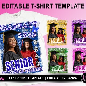 6x Senior Night Shirt, Graduation T Shirt Design, Editable in Canva, 2025 Graduation Family T Shirt Design, Easily Change Colors