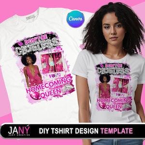 Editable Homecoming Shirt Design File, Vote Homecoming Queen Shirt Design, T-Shirt Design Template for Sublimation, DTF, or DTG Printing