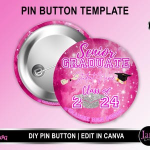 Editable Graduation Button Design Template, Graduation Pin Button Template