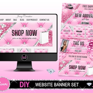 Website Banners Boutique, Website Banner Set, DIY Shopify Web Banners, DIY Wix Website banners, Website Banner, Website Banners