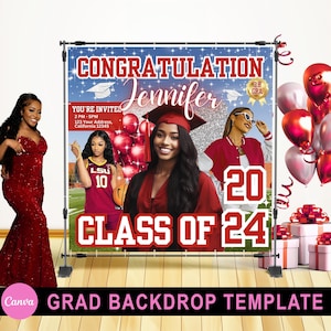Editable Graduate Backdrops, Graduation Banner, Canva Grad Party Decor,Class of 2025 Backdrop, Grad Backdrop, Grad Party Backdrop