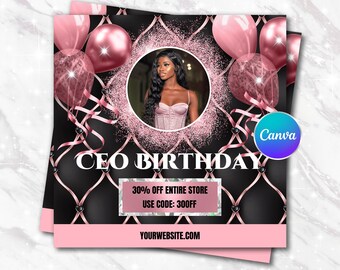Ceo Geburtstag Flyer, Ceo Feier Flyer, Geburtstagsfeier Flyer, Geburtstag Sale Vorlage, Hair Flyer, Lash Flyer