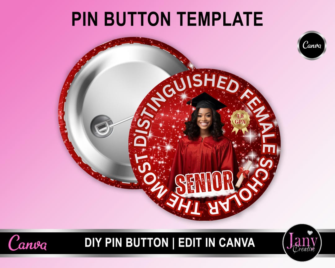 Grad Button Template Graduation Button Design Template, Graduation Pin Button Template, Red ...