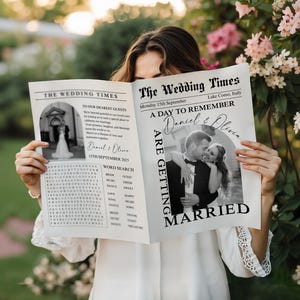 Editable Wedding Newspaper Template, Large Newspaper Wedding Program, Canva Wedding Newspaper Template, Printable Wedding Newspaper