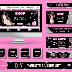 DIY Boutique Banner Set, DIY Shopify Web Banners, Website Banner Set, Shopify Website Banners, Website Banners, Premade Websites