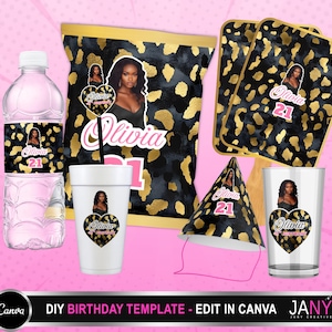 Party Pack , Birthday Bundle, Teen Adult Birthday Party Favor, Party Fan Template, Party Hat Template, Party Pack, Birthday SZN