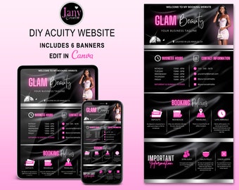 Diy Acuity Site, Acuity Site Design, Acuity Scheduling Template, Acuity Template Booking,  Acuity Website Template, Booking Website