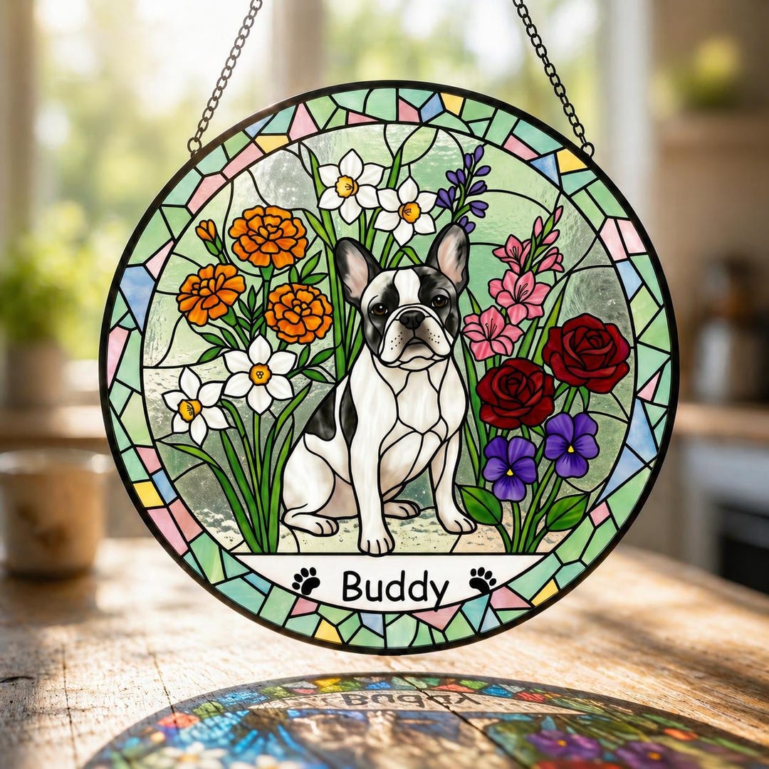 Personalized Pet Memorial Stained Glass Suncatcher – Custom Pet Photo ...