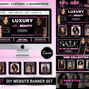 Hair Website Design, Hair Website Template, Premade Shopify Hair Website, Hair Banners, Hair Stylist Branding, Hair Stylist Website