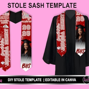 Abschluss Stola Schärpe, Abschluss Stola Design, Rot oder eine Farbe, Klasse von 2025 Abschluss Stola, perfekt für Sublimation