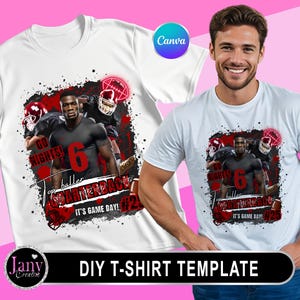 Editable Football Mascot Shirt Canva Template, Custom Homecoming & School Design, 90s T-Shirt Photo Collage, DTF, Sublimation
