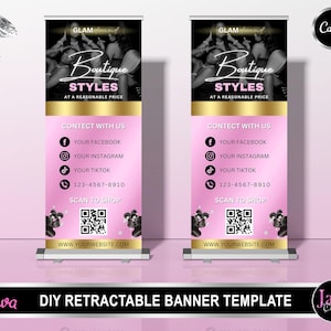 DIY Retractable Banner, Roll Up Banner, Beauty Banner Template, Retractable Banner, Banner Stand, Standing Banner, Promotional Banner