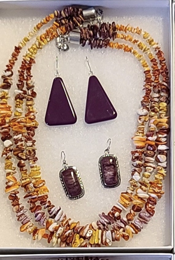 SET Necklace Natural Baja Pacific Purple & Orange 