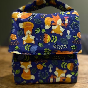 Fox Insulated Lunch Bag  for Women Kids, Reusable Lunch Cooler for School, Office, Picnic, Gift. Washable.