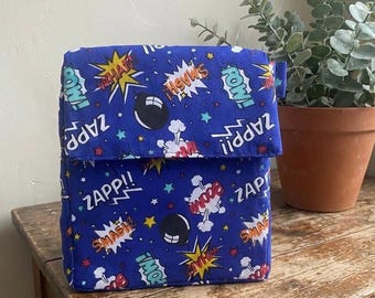 Handmade Superhero Insulated Lunch Bag: Reusable, Washable