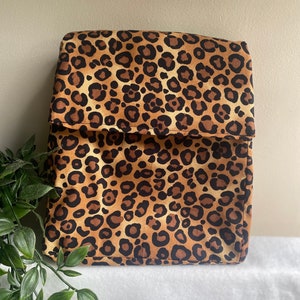 Leopard Print Insulated Lunch Bag  for Women Kids, Reusable Lunch Cooler for School, Office, Picnic, Gift. Washable.