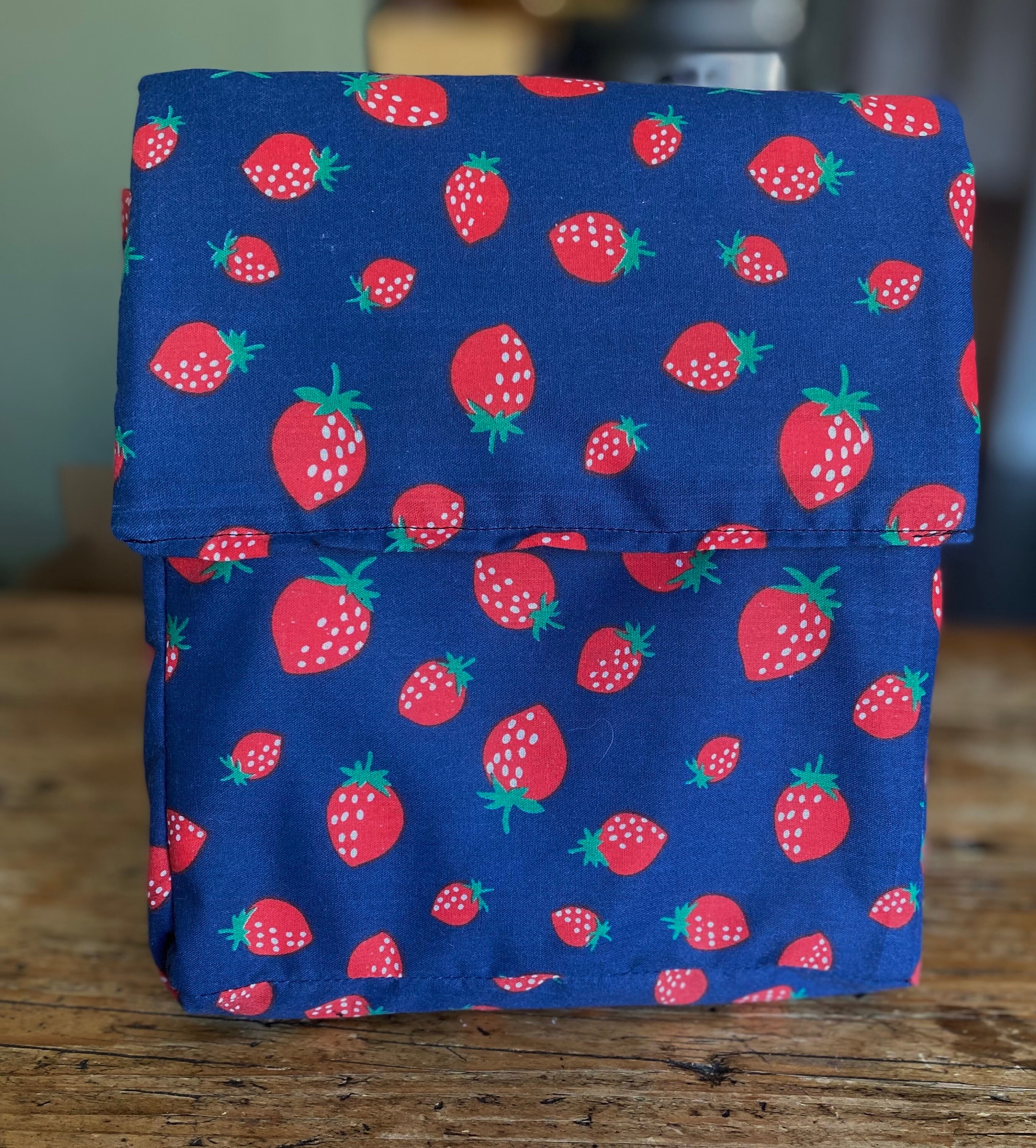 Custom Name Strawberry Reusable Lunch Bag Bento Bag, Zero Waste