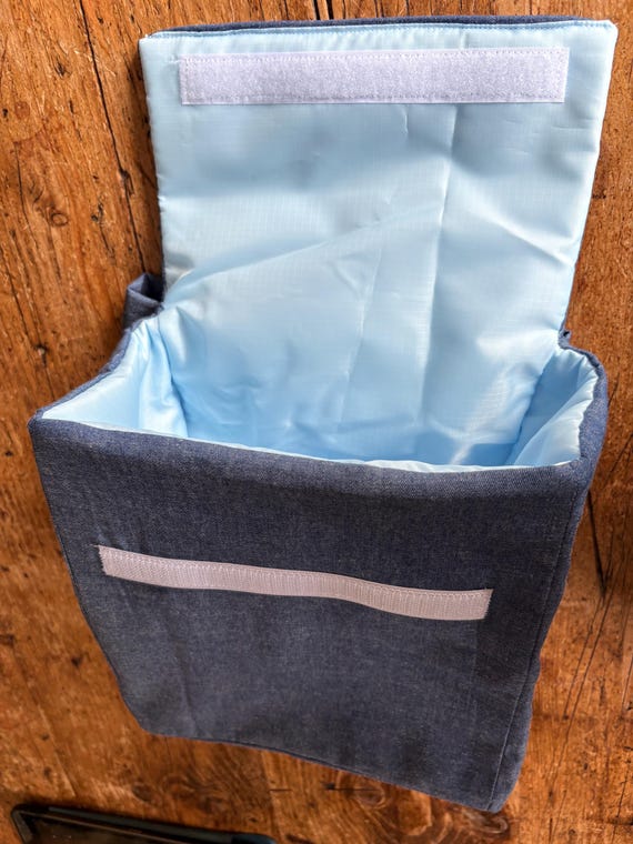 Light Blue Denim Shoulder/Lunch Bag Handcrafted Fit + Fresh Bloomington Womens Lunch Bag, Insulated Lunch  main image 4