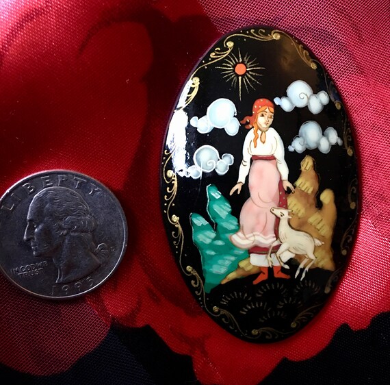 Russian Lacquer Brooch