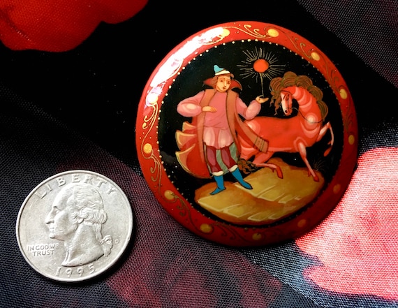 Russian Lacquer Palekh Brooch