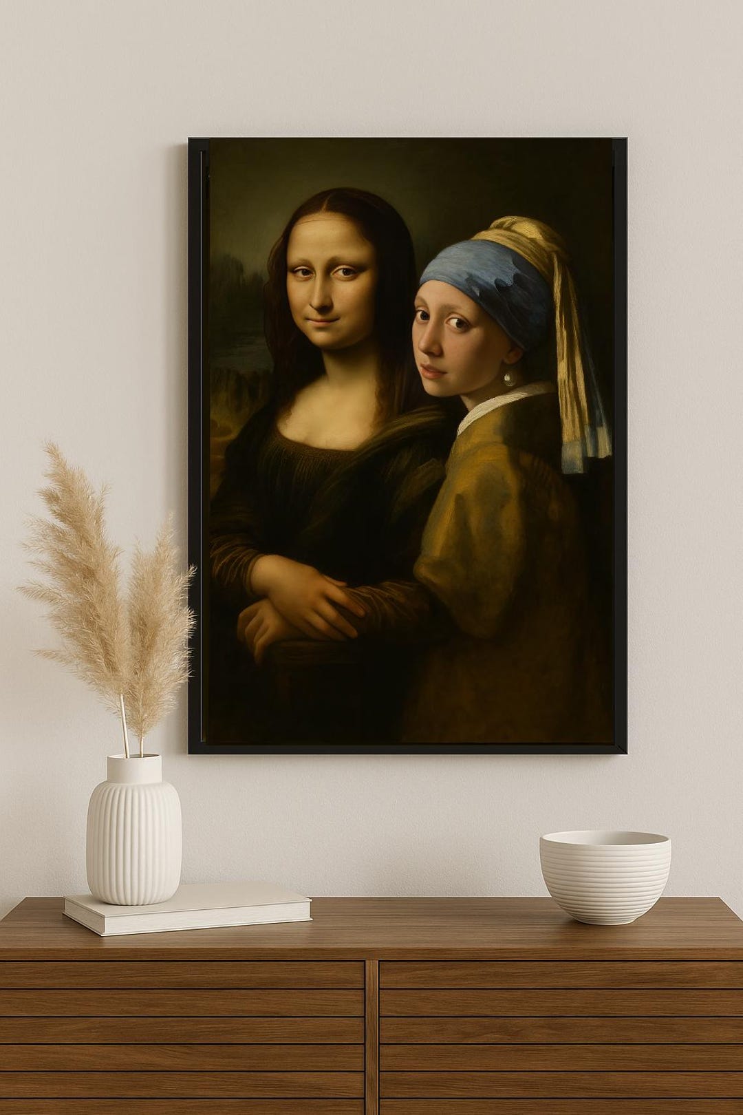 Mona Lisa & Girl With a Pearl Earring Mashup Art Print (digital ...