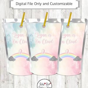 Cloud 9 Juice Pouch- Cloud 9 Custom Juice Pouch- Cloud 9 Juice Label- Cloud 9 Party Favor- Cloud Nine Party Favor- Cloud Nine Custom Juice