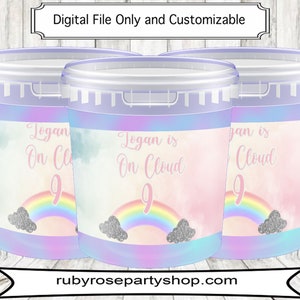 Cloud Nine Cotton Candy Label - Cotton Candy Tub Label - Cotton Candy Party Favor- Birthday Party Favor- Cloud 9 Party Favor- Cotton Candy