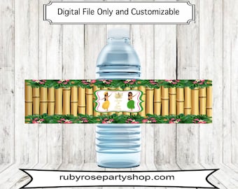 Luau Water Bottle Label- Luau Party Favor- Hawaiian Party Favor- Hawaiian Party Favor- Custom Party Favor-