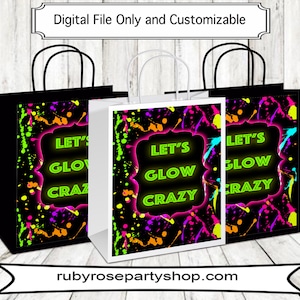 Glow Party Favor Bag- Glow in the dark Party- Neon Party Favor- Custom Gift Bag Label-